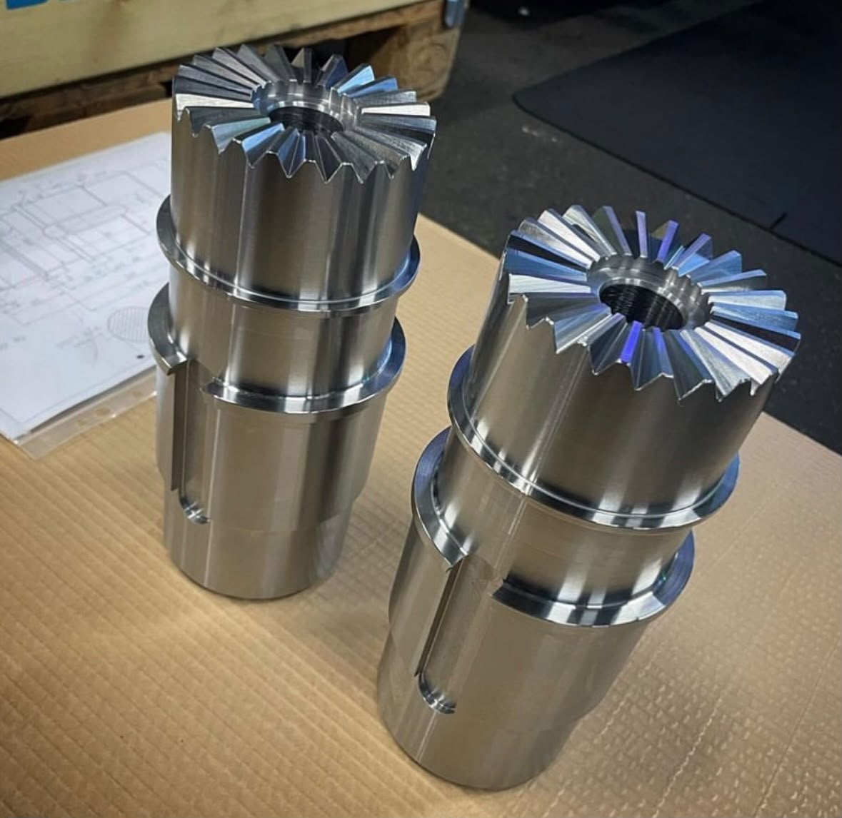 Machined bevel gear shafts